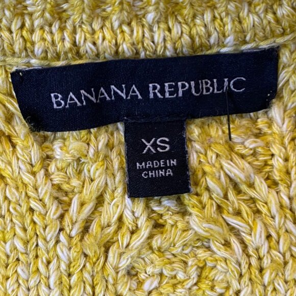 Banana Republic Woman's Cable Knit Sweater XS Yellow Long Sleeve Pullover Soft C - Picture 4 of 10